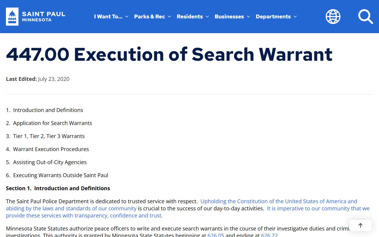 St. Paul Police Department bench warrants resources