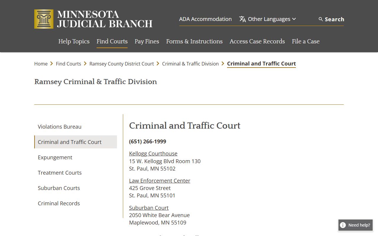 Ramsey County court records and warrant information